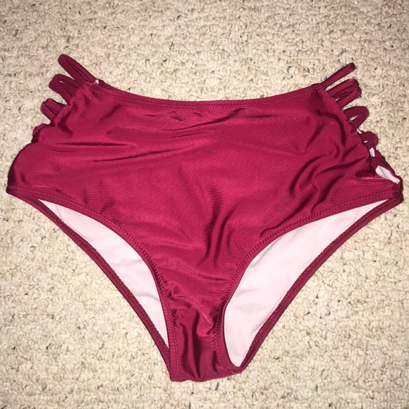 maroon high waisted bikini bottoms